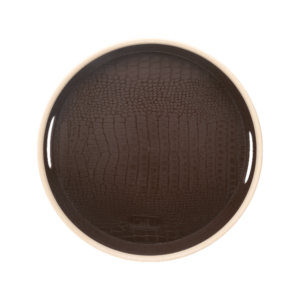 Joyful Stanley Round Tray Set, Leather Look, 100% Virgin PP Polymers, BPA Free, 3 Piece Set - Small, Medium & Big, Brown Color