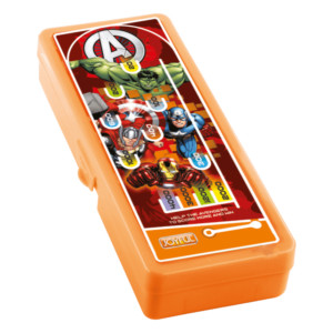JOYFUL Pencil Box with Pin Ball Game, Avengers Pencil Box for Kids, Red Color, Fun & Learn